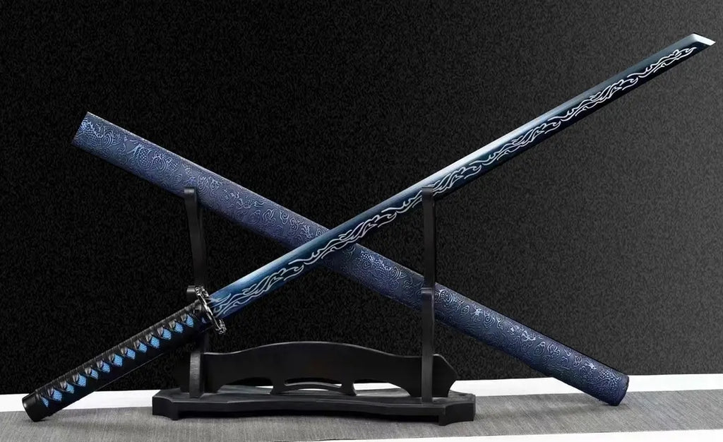 Bleu Dragon Tang saber horizontal de Longquan une pièce haute en acier manganèse collectible