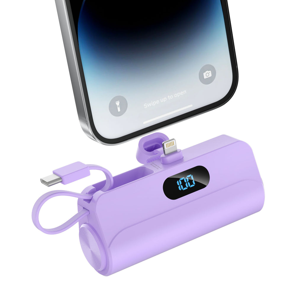 Mini banque d'alimentation portable avec câble intégré