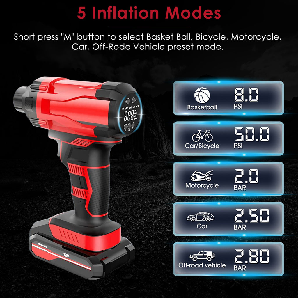1Pc 150PSI Pneu de voiture sans fil gonflable rechargeable 2V Portable Compresseur d'air électrique