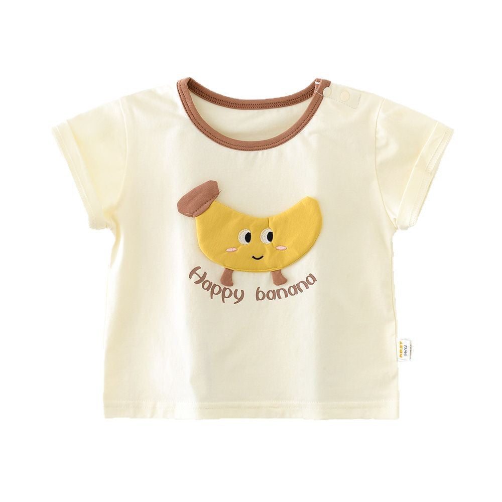 Bébé Cartoon d'été Banana rond Col manches courtes Haut