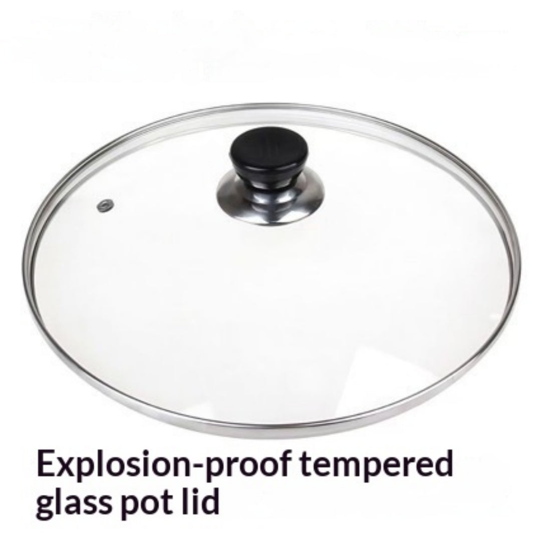 Verre trempé ménager 32 Wok 30 Couvercle en acier inoxydable