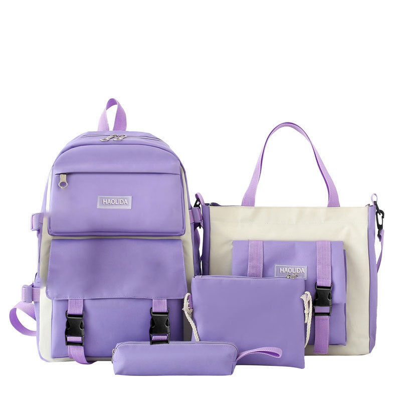 Ensemble de sac à dos de type Harajuku à grande capacité