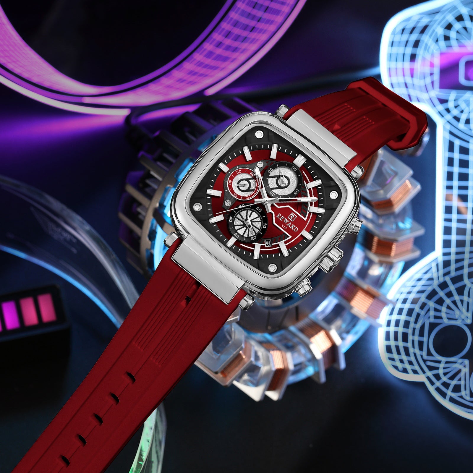 Récompense Montres Sport Quartz Homme Multi-fonctions Montre Silicone