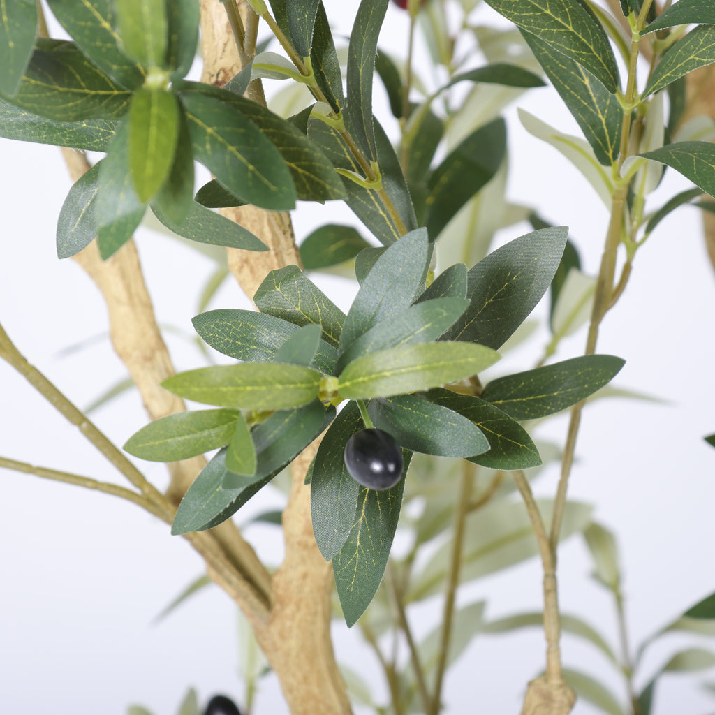 8.2FT Arbre olivier artificiel avec grand pot blanc décoratif