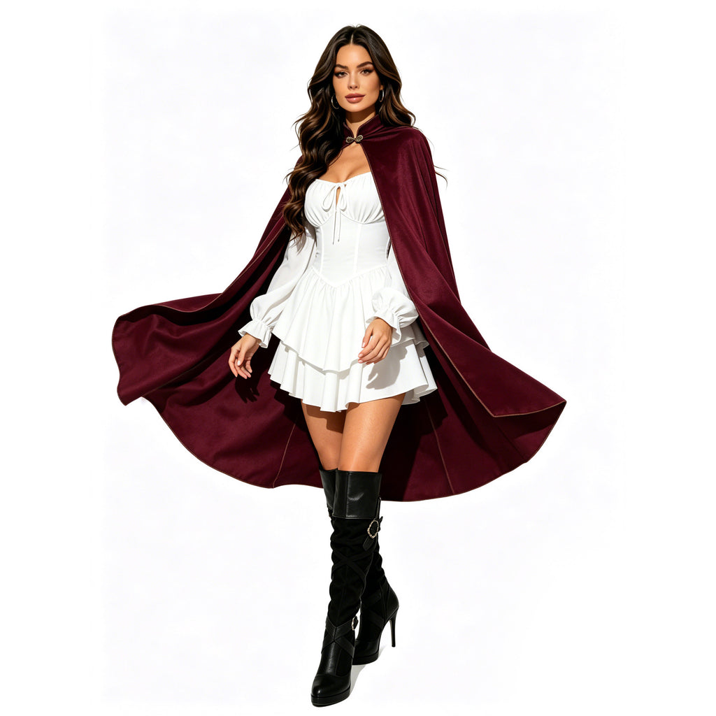 Cloque de velours d'or vintage avec collier de support Châl Halloween Cape
