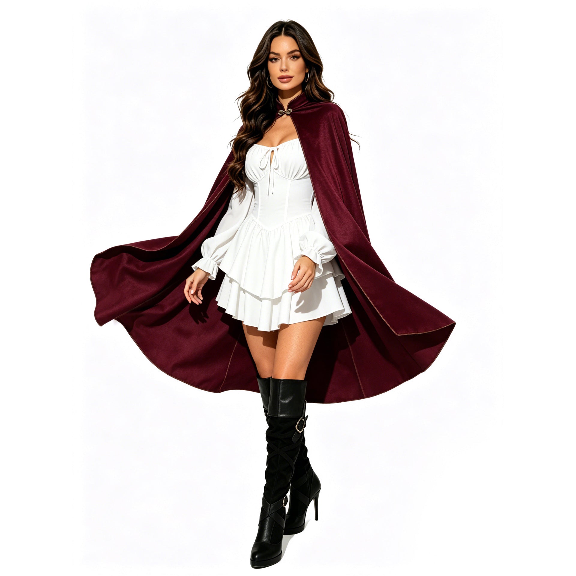 Cloque de velours d'or vintage avec collier de support Châl Halloween Cape