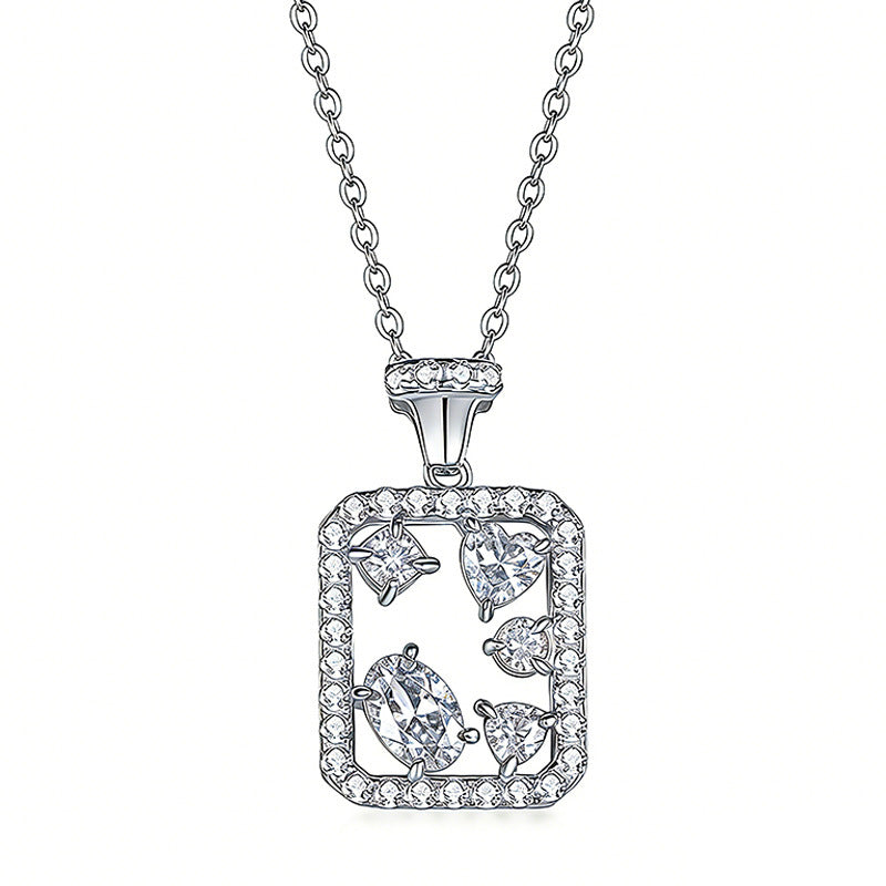 S925 Argent Sterling Rectangle géométrique Collier en mousse 45cm Coupe mixte D Couleur VVS1 G