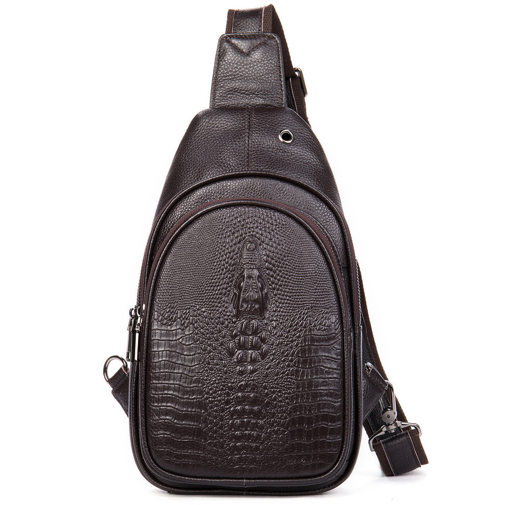 Sac de poitrine en cuir véritable pour homme
