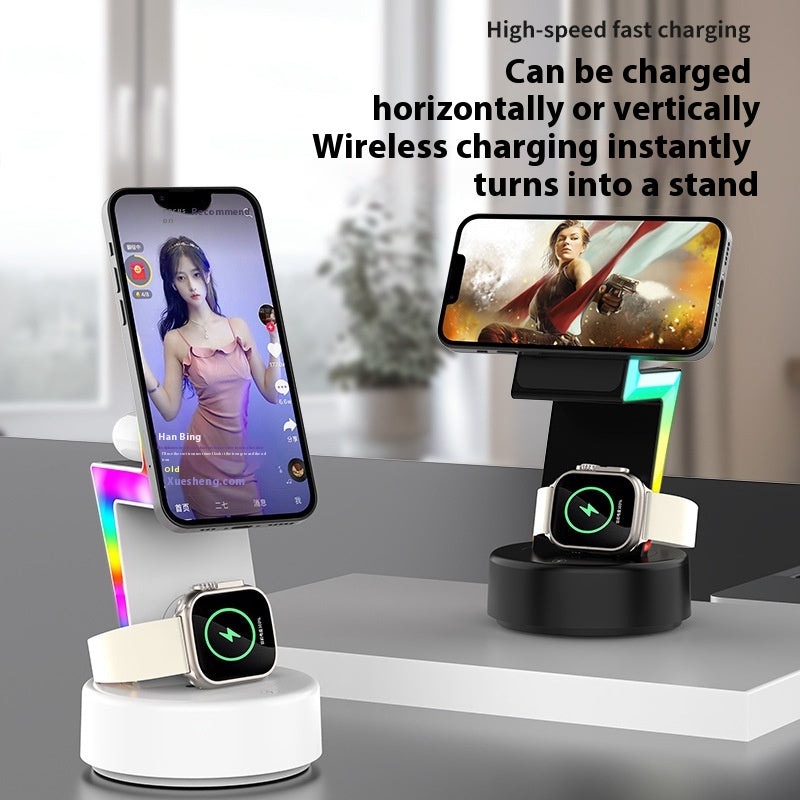 Chargeur sans fil d'écouteur de téléphones portables trois en un