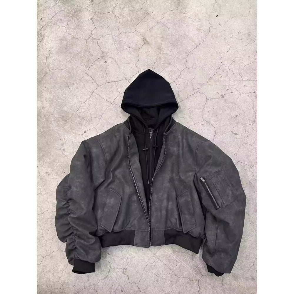 Veste en cuir deux pièces pour hommes Veste de vol rembourrée en coton
