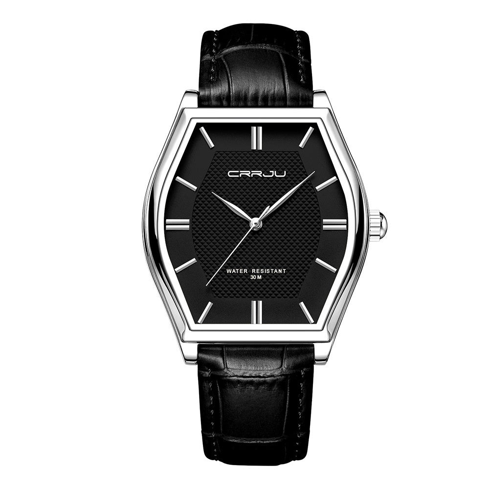 Montre en cuir imperméable en forme de barrique