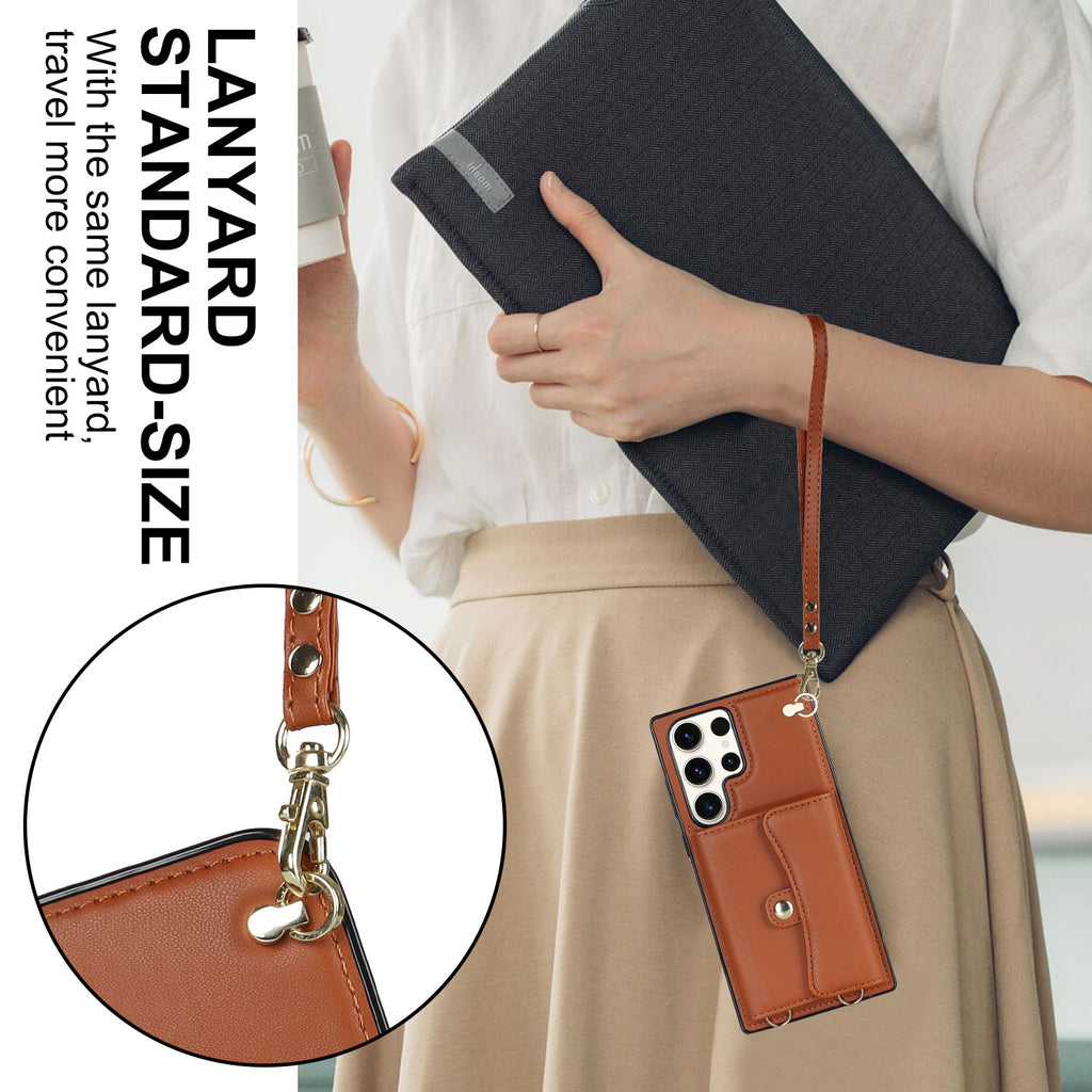 S23Ultra Carte Orgue Boîtier en cuir A13 Crossbody Phone Case