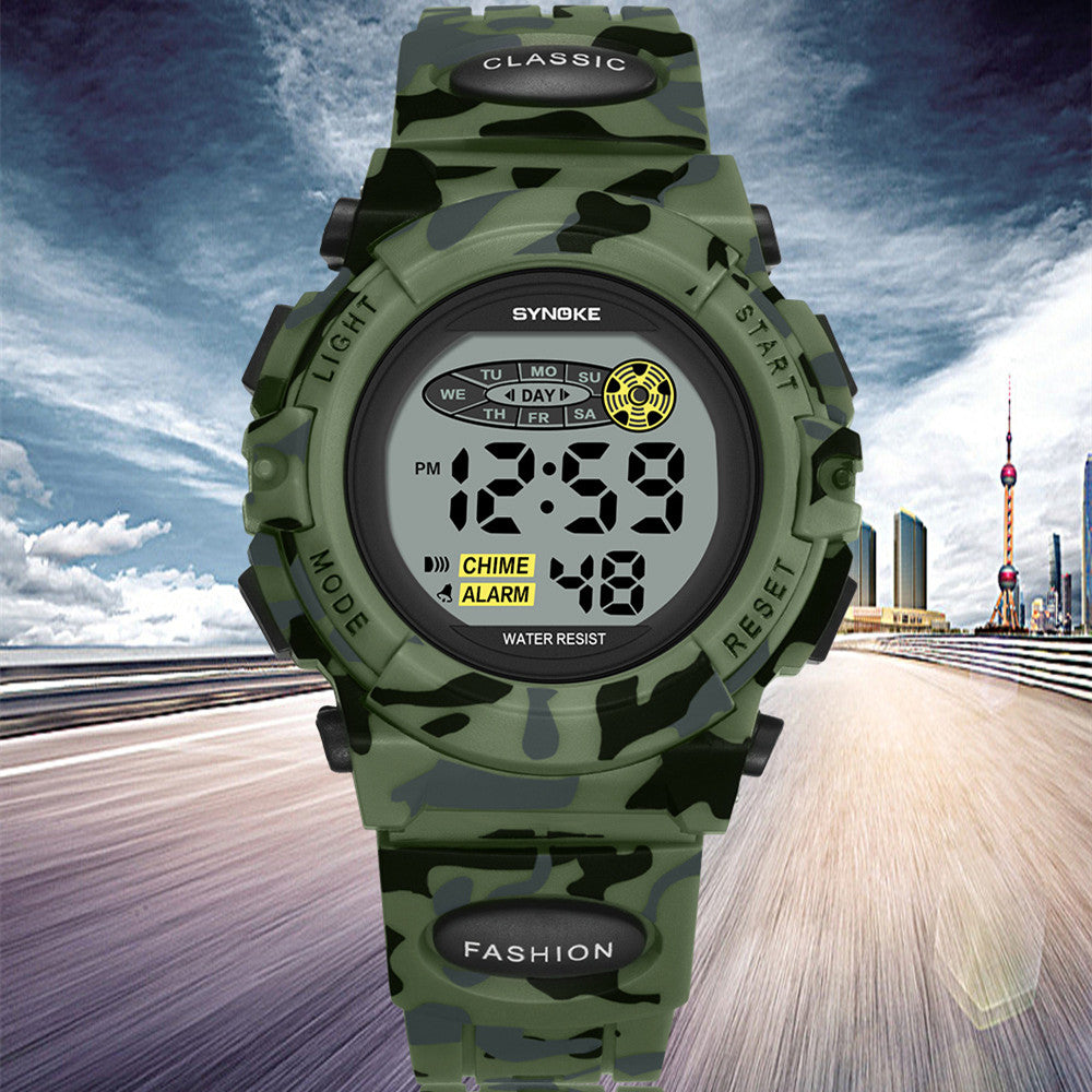 Colorful Luminous Étudiant Personnalité Camouflage Sports Watch