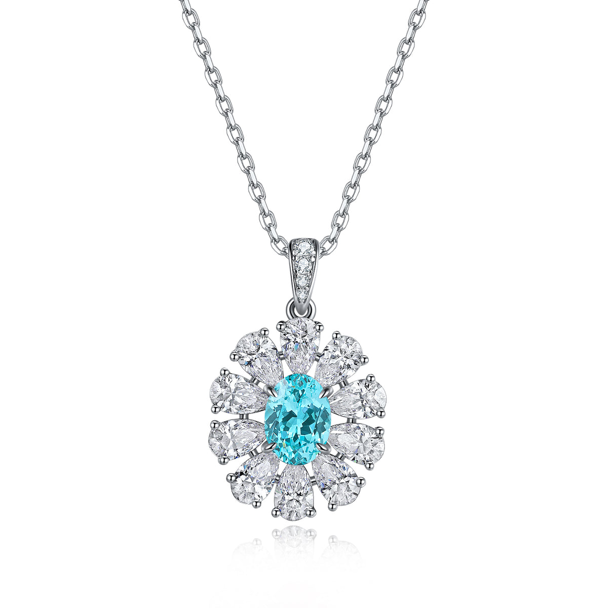 S925 Argent 4.0g Collier de pierre gemme créé en laboratoire