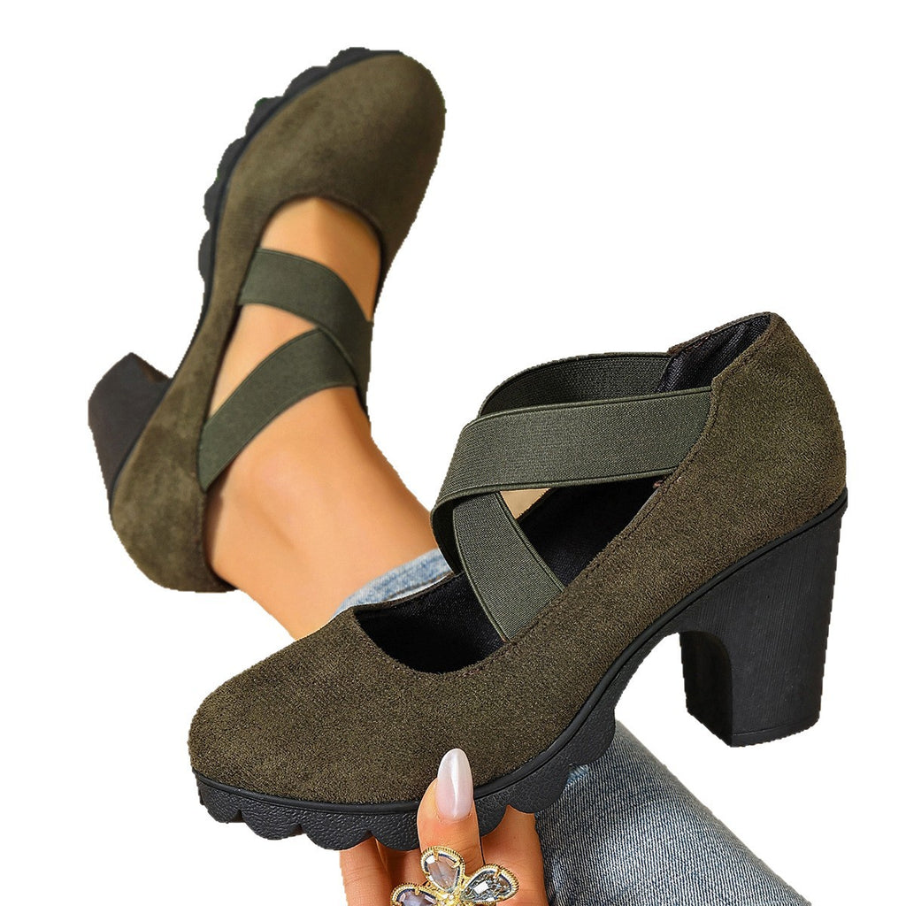 Retro Cross-Strap Platform High Heels