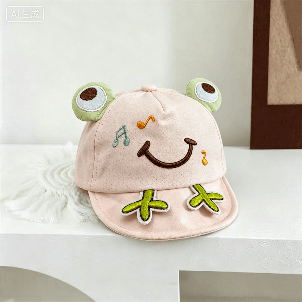 Bébé trois dimensions yeux grenouille sourire visage doux Brimmed Casquette de baseball pour les garçons et les filles