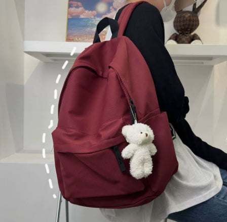 Femmes Moyen école étudiant Grande capacité Simple Sac à dos en couleur solide