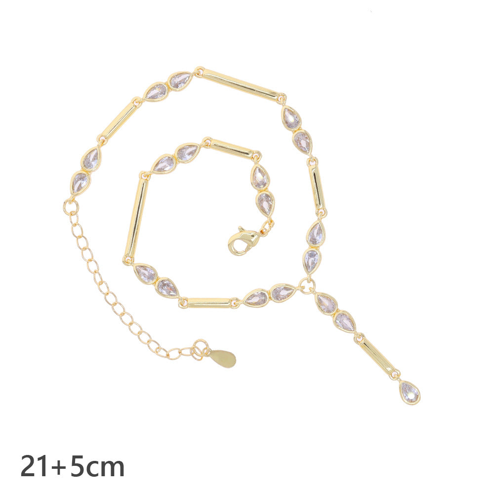 La mode européenne et américaine de la goutte d'eau Zircon Anklet Niche