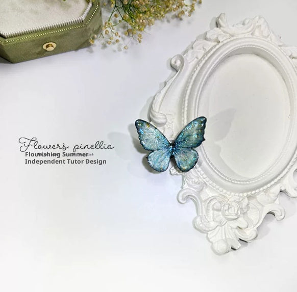 Bleu clair Aqua Butterfly Cheveux pétillants Petit bec de canard Clip