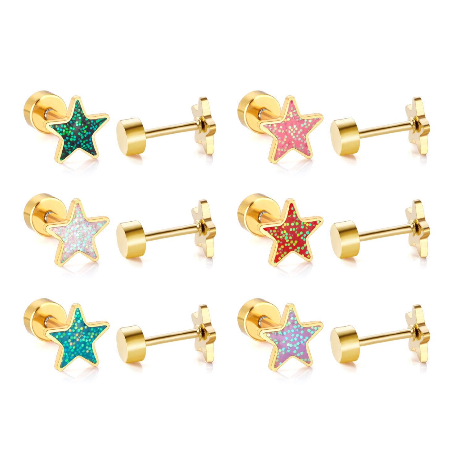 Boucles d'oreilles Crown-flower mignons et doux Boucles d'oreilles Stud en acier inoxydable