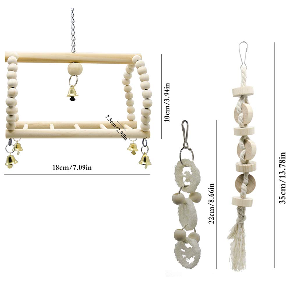 7 Packs Oiseau Swing perroquet Jouets d'échouement-Hanging Bell Bird Cage Jouets de jeu