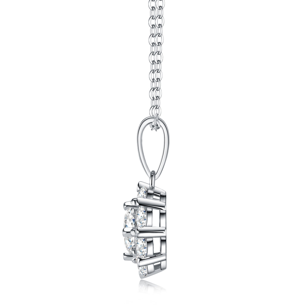 S925 Argent Sterling 1ct D Couleur VVS1 Moissanite Collier Halo 40cm Platine plaqué GRA Ce