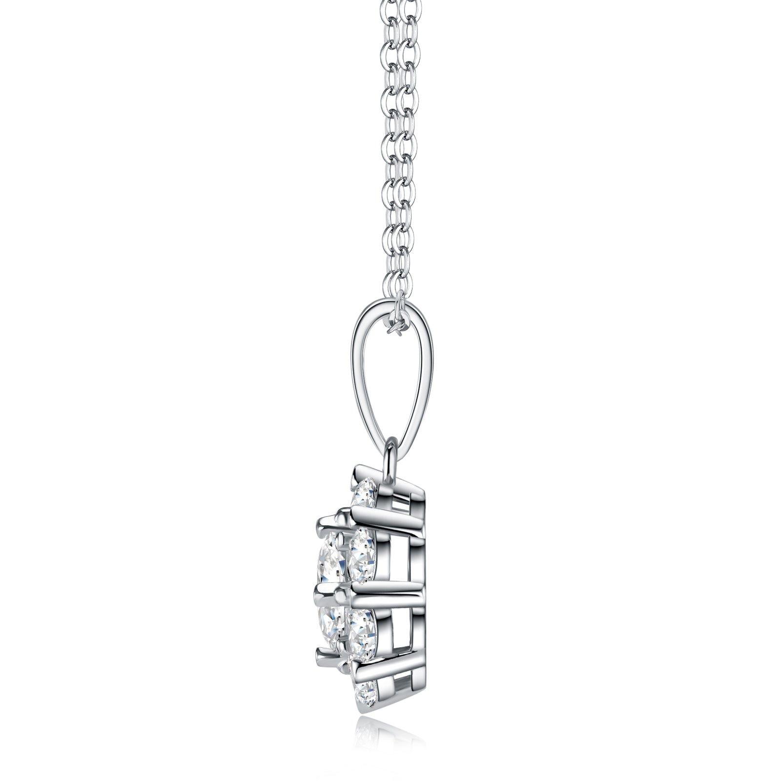 S925 Argent Sterling 1ct D Couleur VVS1 Moissanite Collier Halo 40cm Platine plaqué GRA Ce