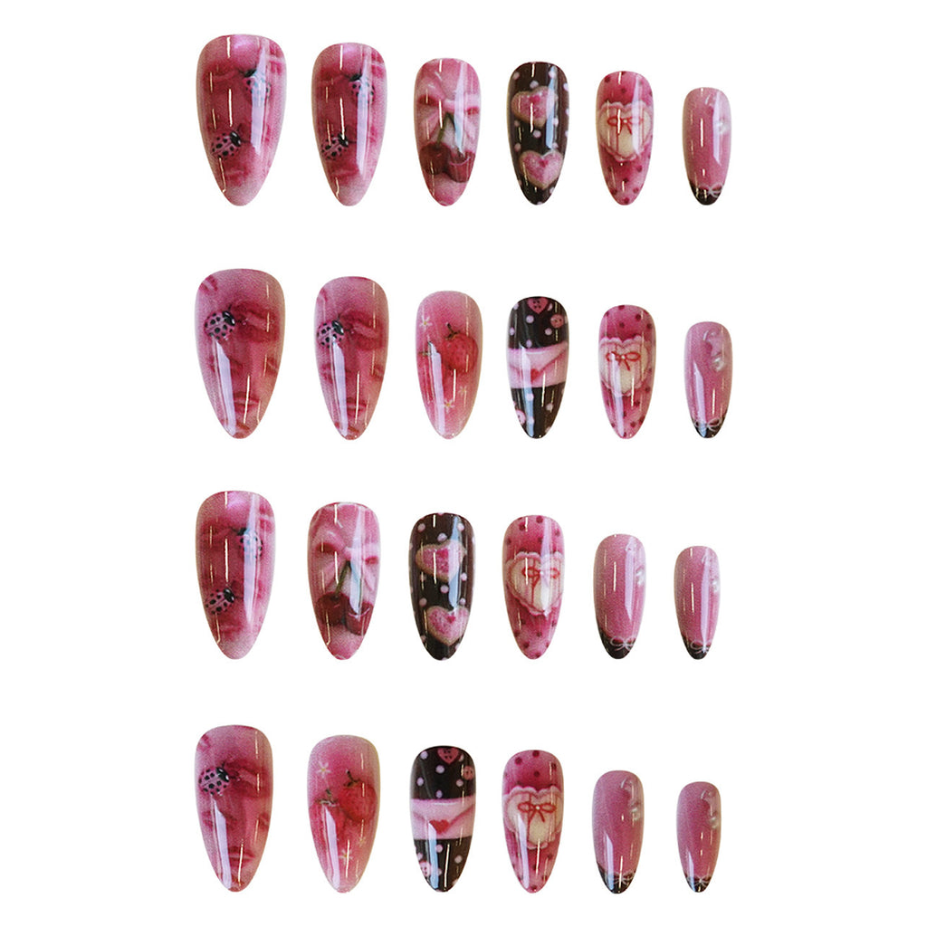 Enveloppe de fraise douce en forme de coeur Polka-Dot Conseils pour porter des ongles