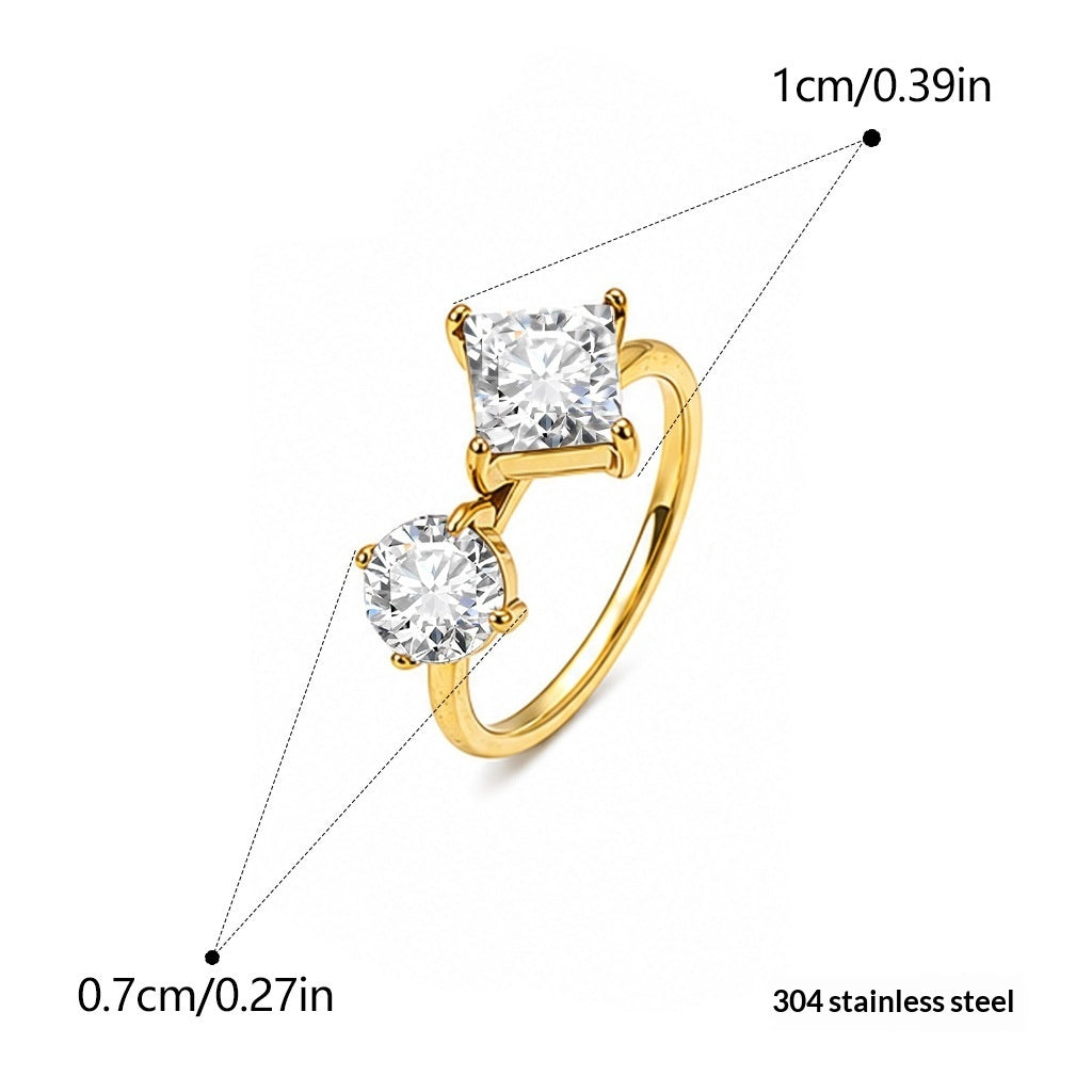 Anneau de titane en acier inoxydable Zircon pour femmes