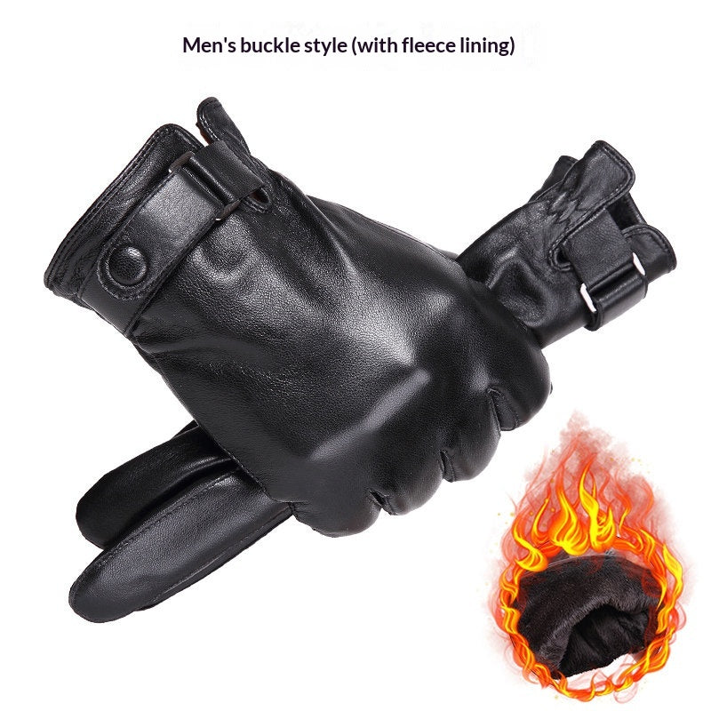 Gants en cuir véritable avec doublure en polaire pour une protection plus chaude et imperméable