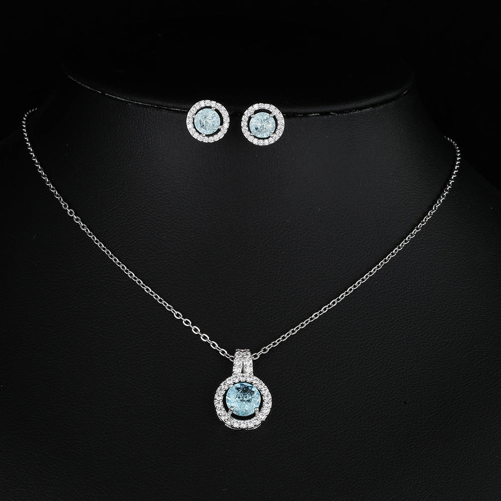 Ensemble de collier de disque Zircon deux pièces