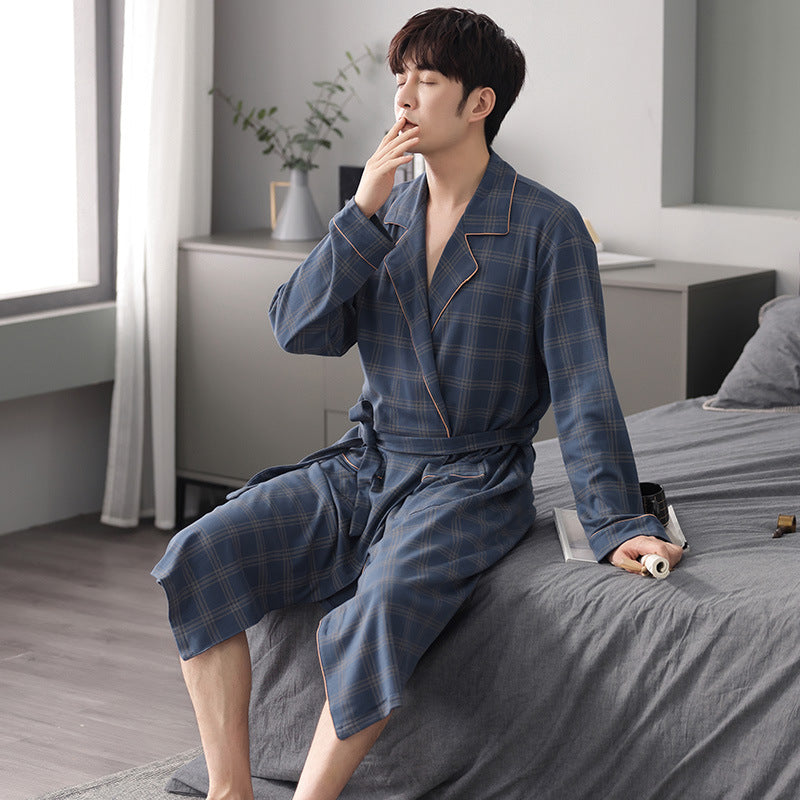 Men's Autumn Winter Pajama Robe Plus Size Long Sleeve