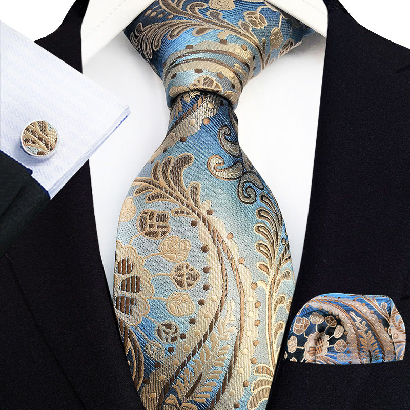 Mens Plaid formal Tie Pocket Square et Cufflinks Ensemble de trois pièces