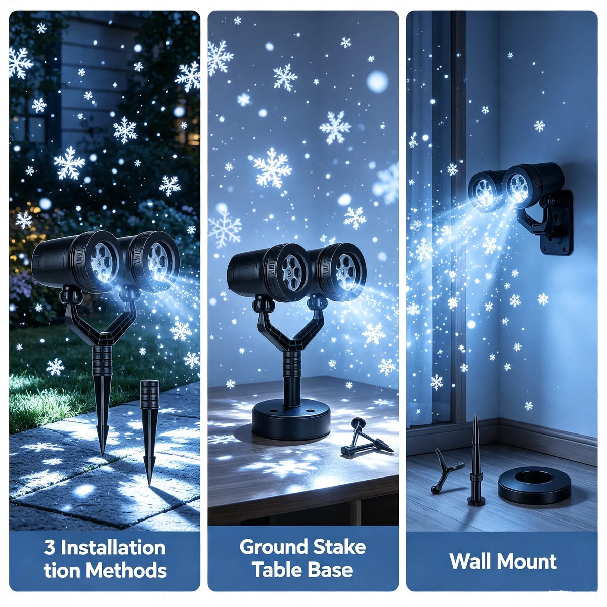 Projection extérieure des flocons de neige