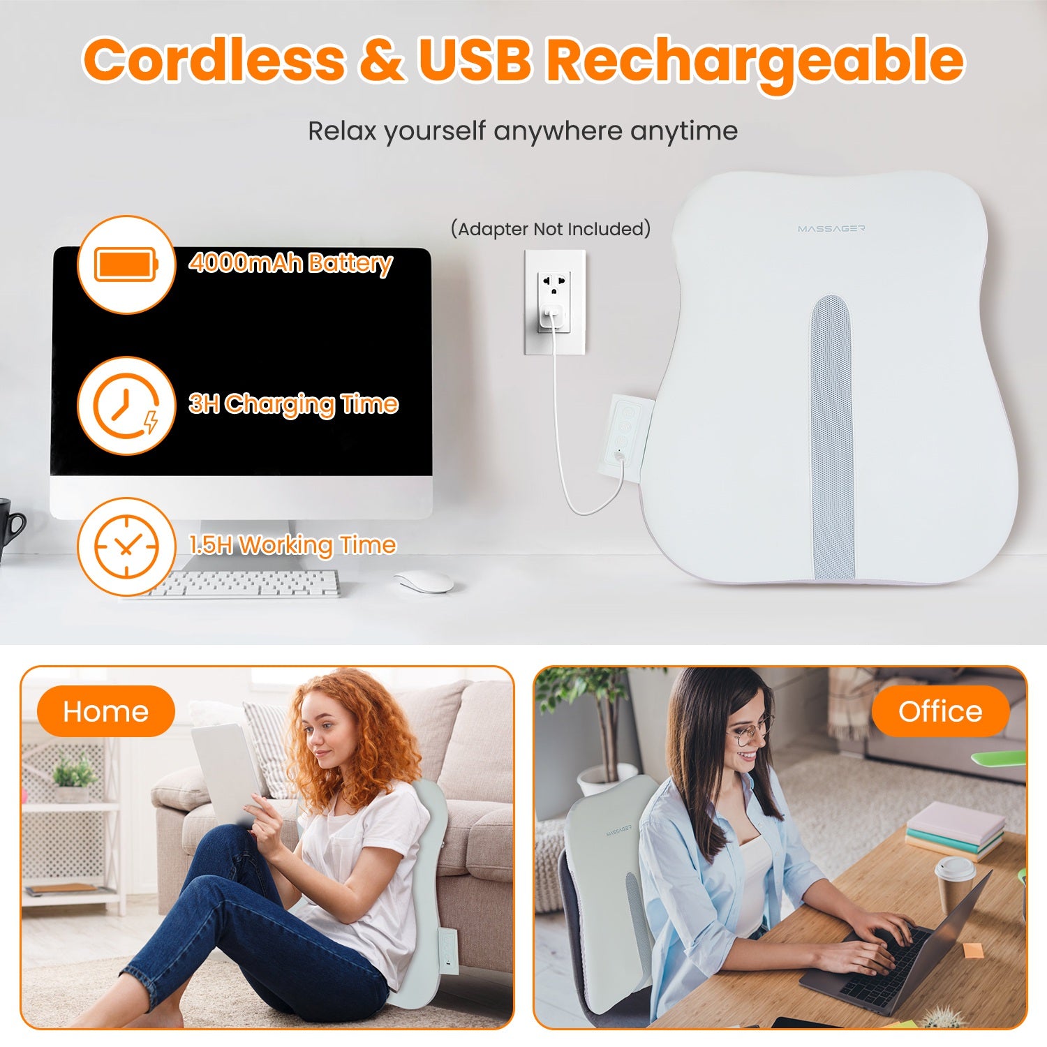 1 Set Shiatsu dos masseur 3D tissu profond tricotage de massage Oreiller sans fil USB rechargeab