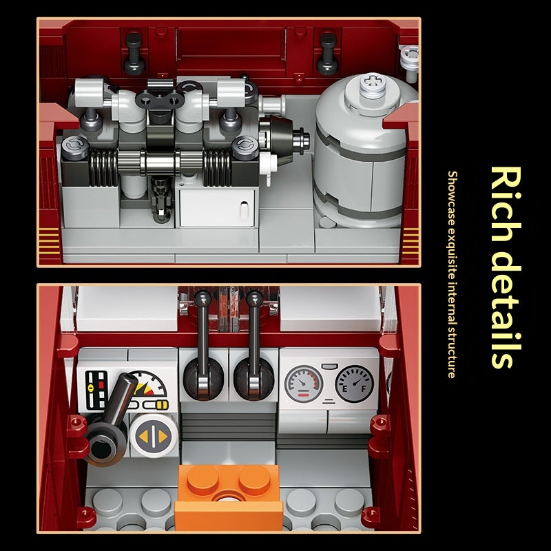 Rétro modèle de locomotive électrique rouge ornemental jouet d'assemblage bricolage éducatif pour garçons et fille