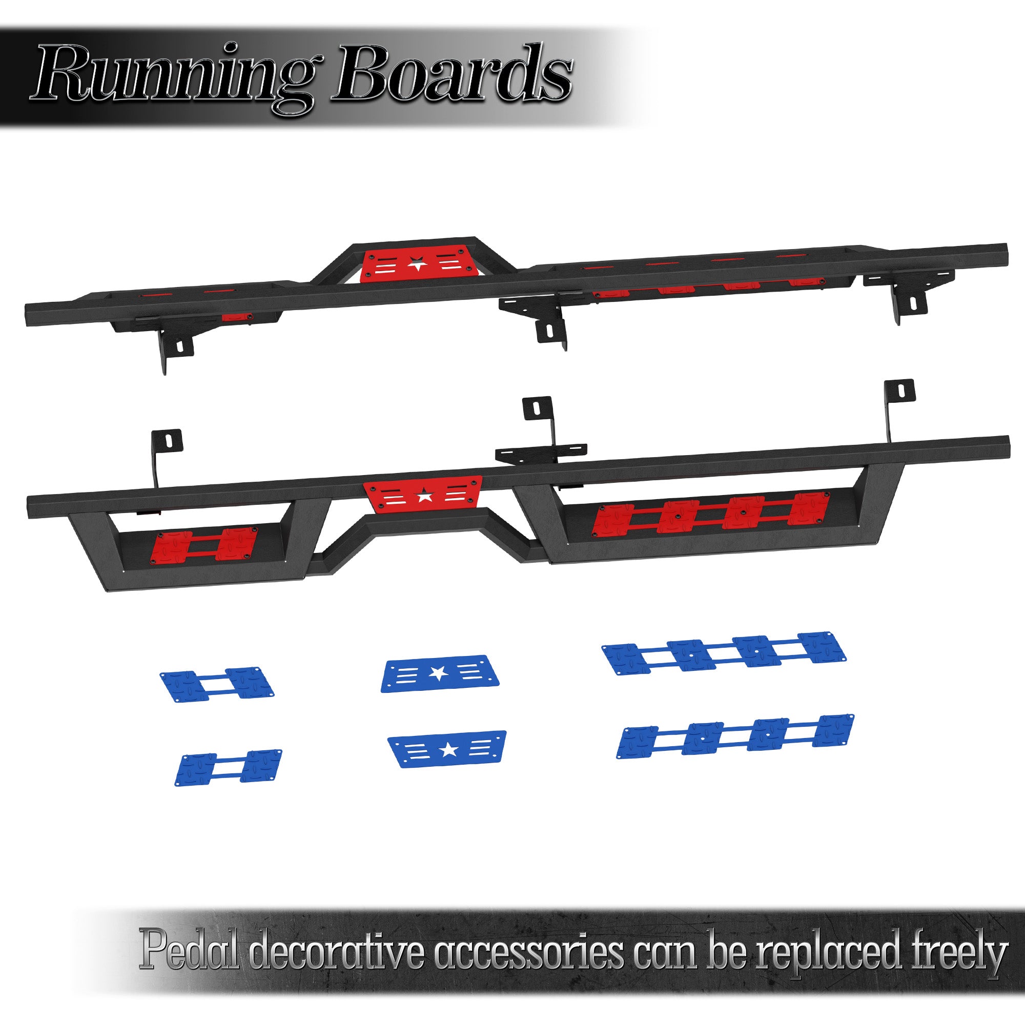 Planches de course à deux couleurs pour 07-18 Jeep Wrangler JK Unlimited 4 Door