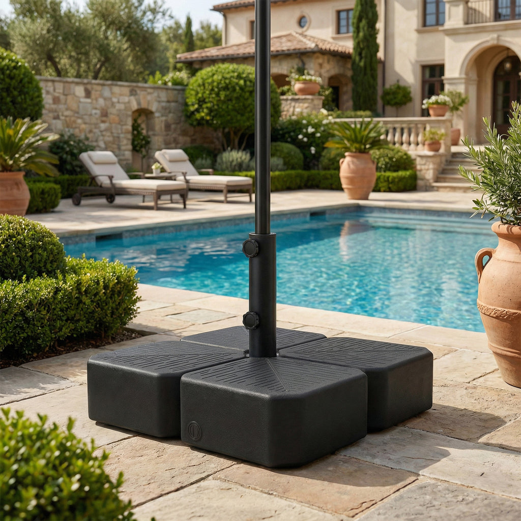 Base parapluie Patio avec roues Support parapluie extérieur pour pôles de 1,5"/1.9" Noir
