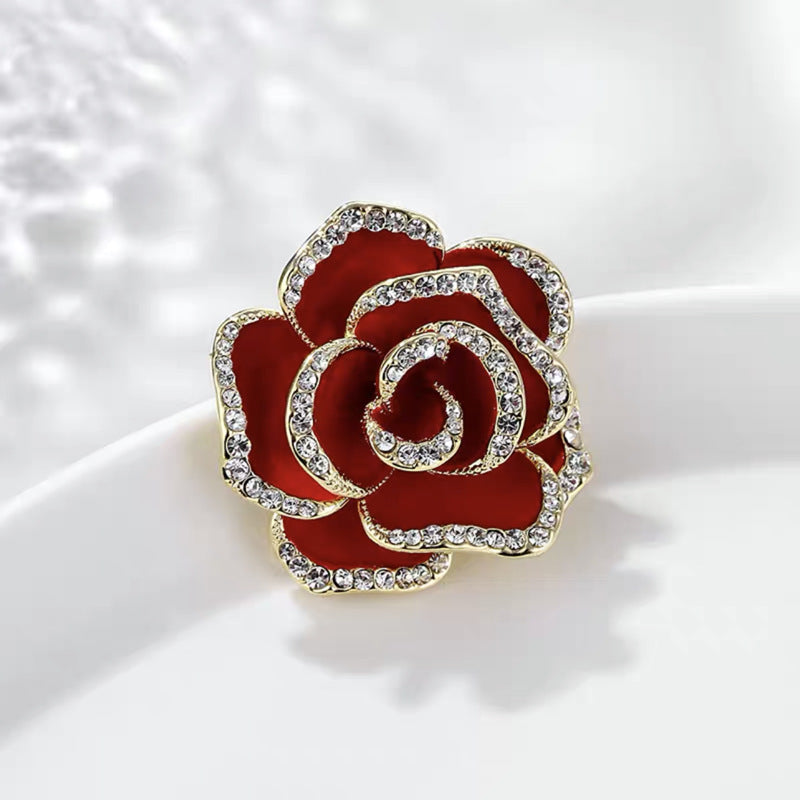 Épingle de corsage en strass haut de gamme Camellia Flower Brooch