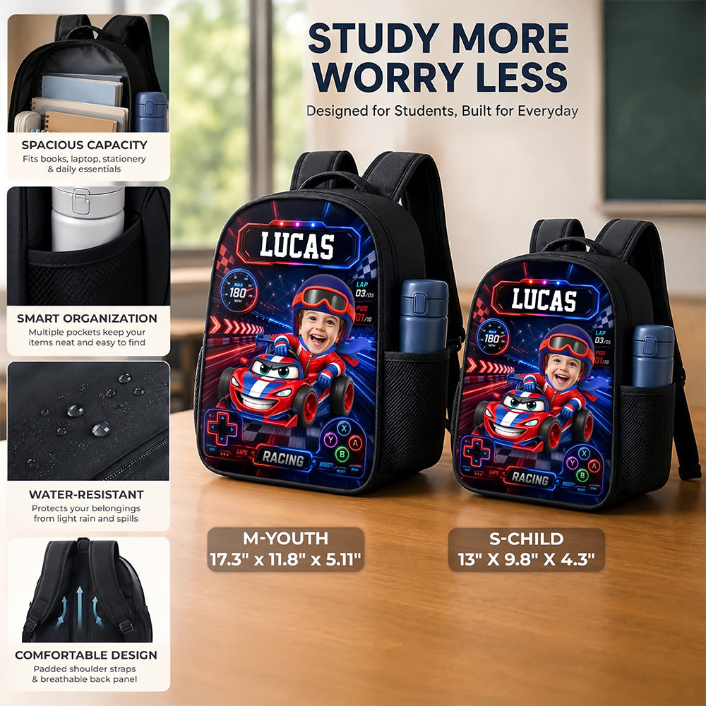 Custom Photo Kids Front Printed Backpack Personnalisé Retour à l'école Cadeaux pour enfants Cruisi