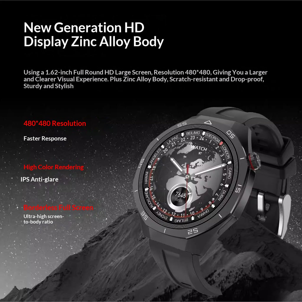 Smartwatch en alliage d'aluminium de qualité aéronautique avec appel Bluetooth