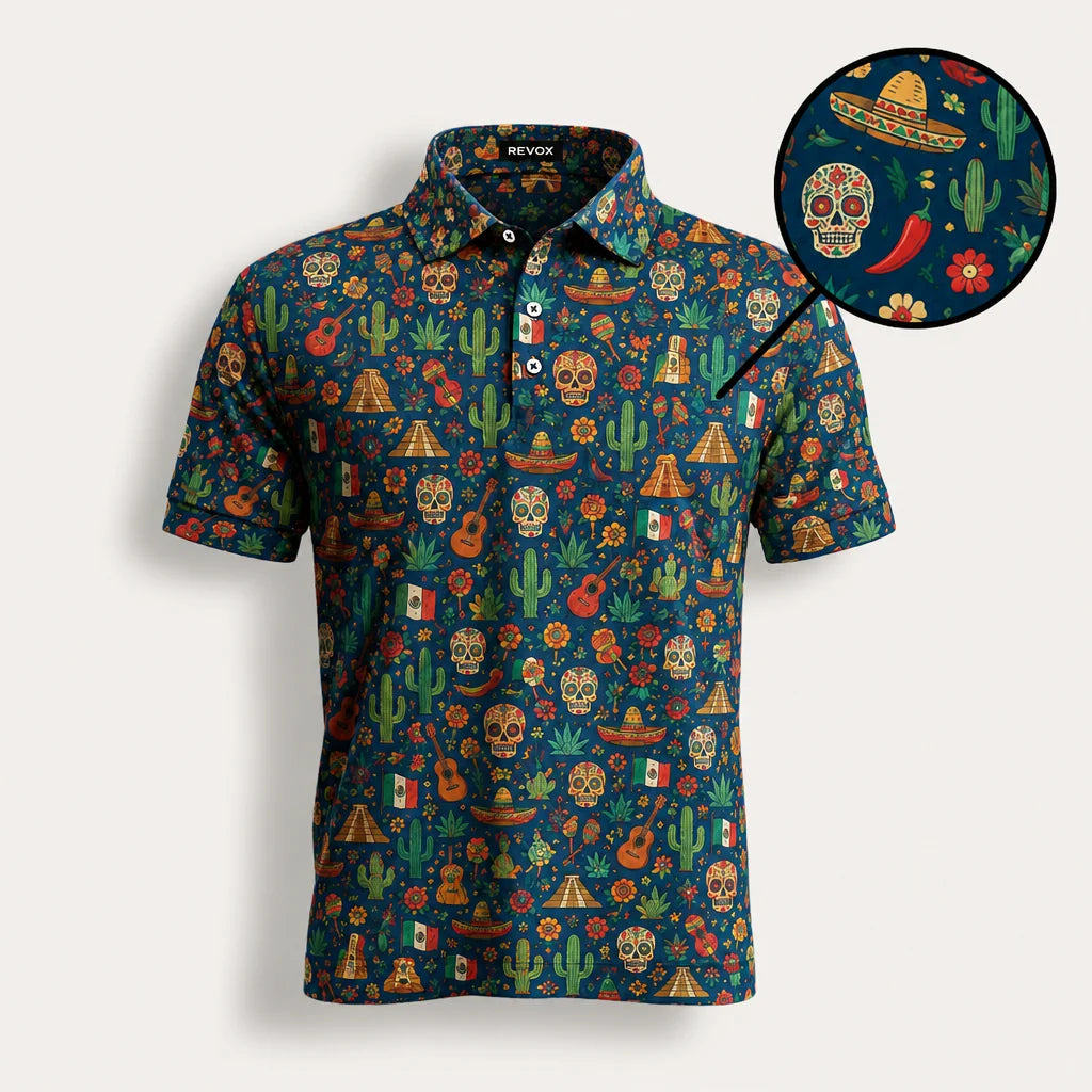 Polo homme avec drapeau national et manches courtes