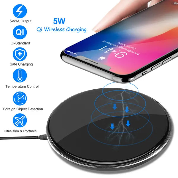 Chargeur sans fil Qi-Certifié Ultra-Slim 5W tampon de charge pour iPhone XS MAX/XR/XS/X/ 8/8 Pl