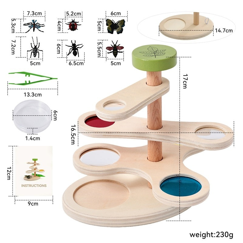 Jouet d'observation d'insectes réglable en bois