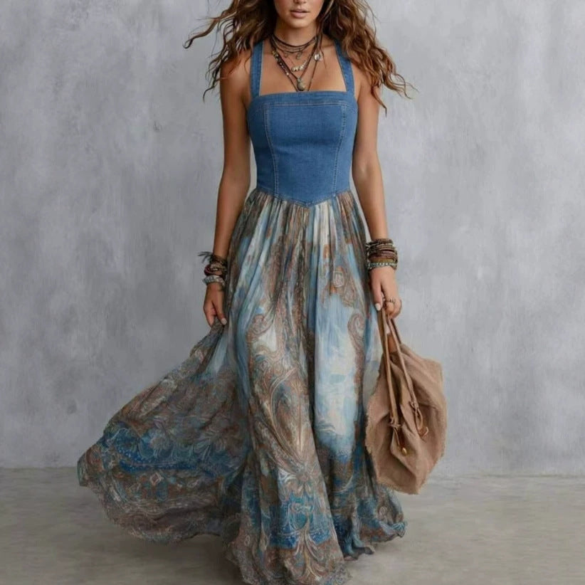 Printed pleated dress for women