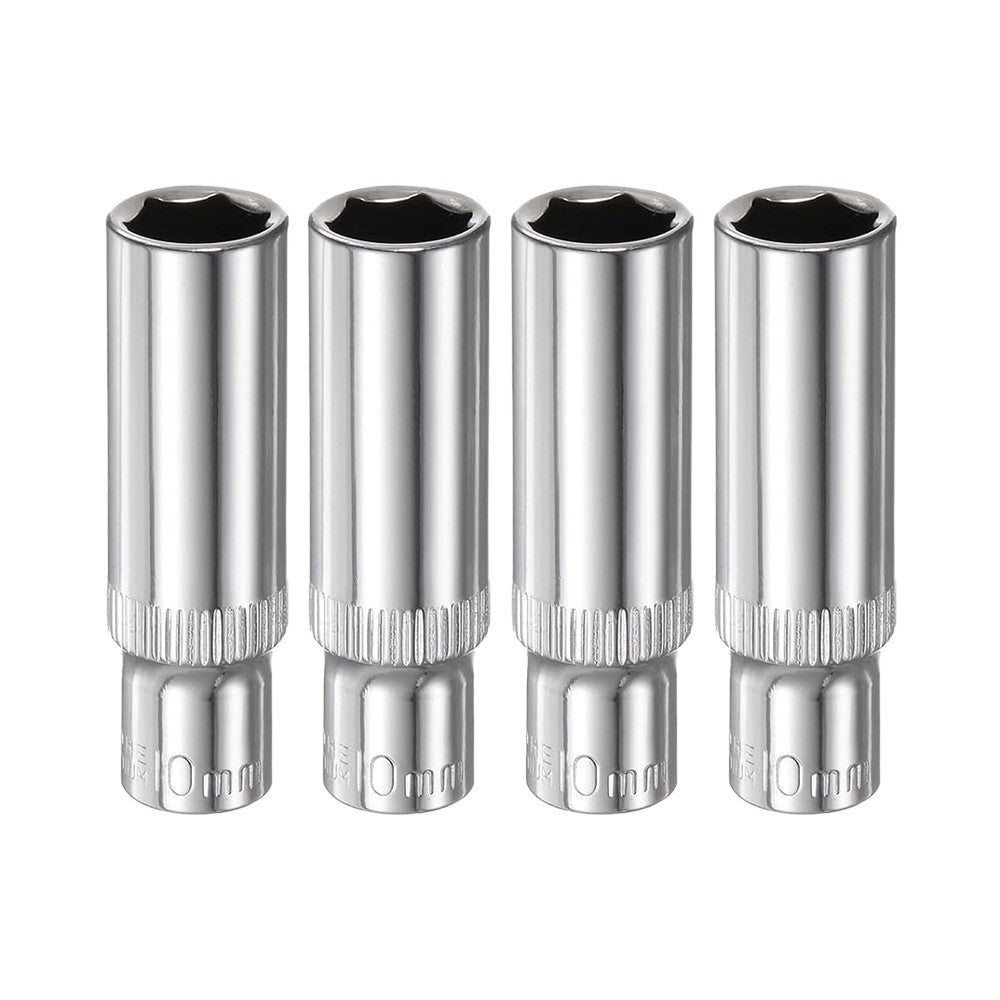 4Pc DEEP SOCKET FIXER CHROME SOCKET MÉTRIQUE PLATE 10mm GARAGE RACK TITULAIRE