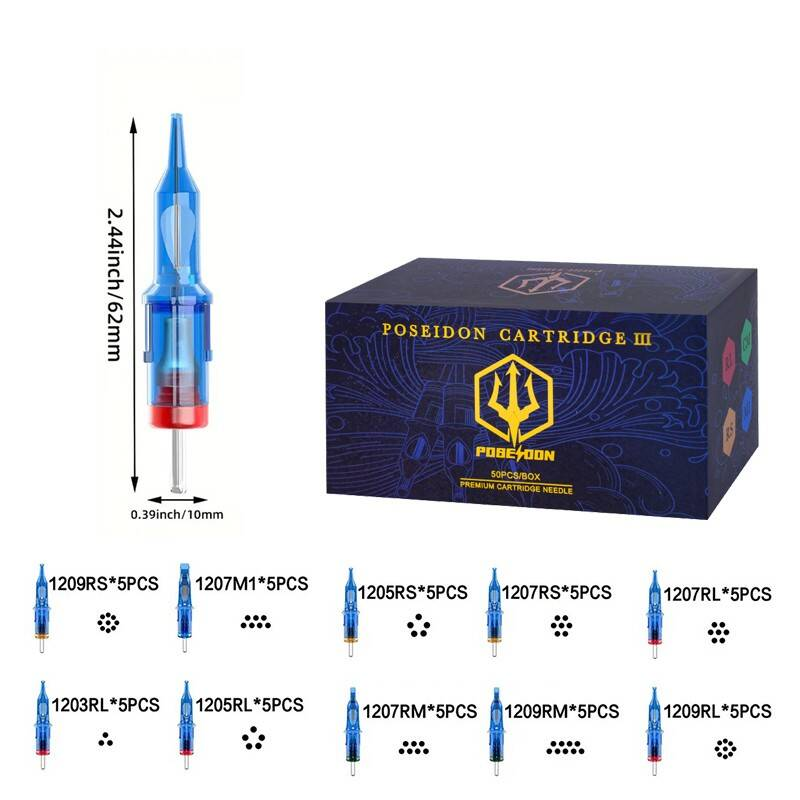 Aiguilles de cartouche de tatouage 50pcs Professional Tailles mixtes Kit