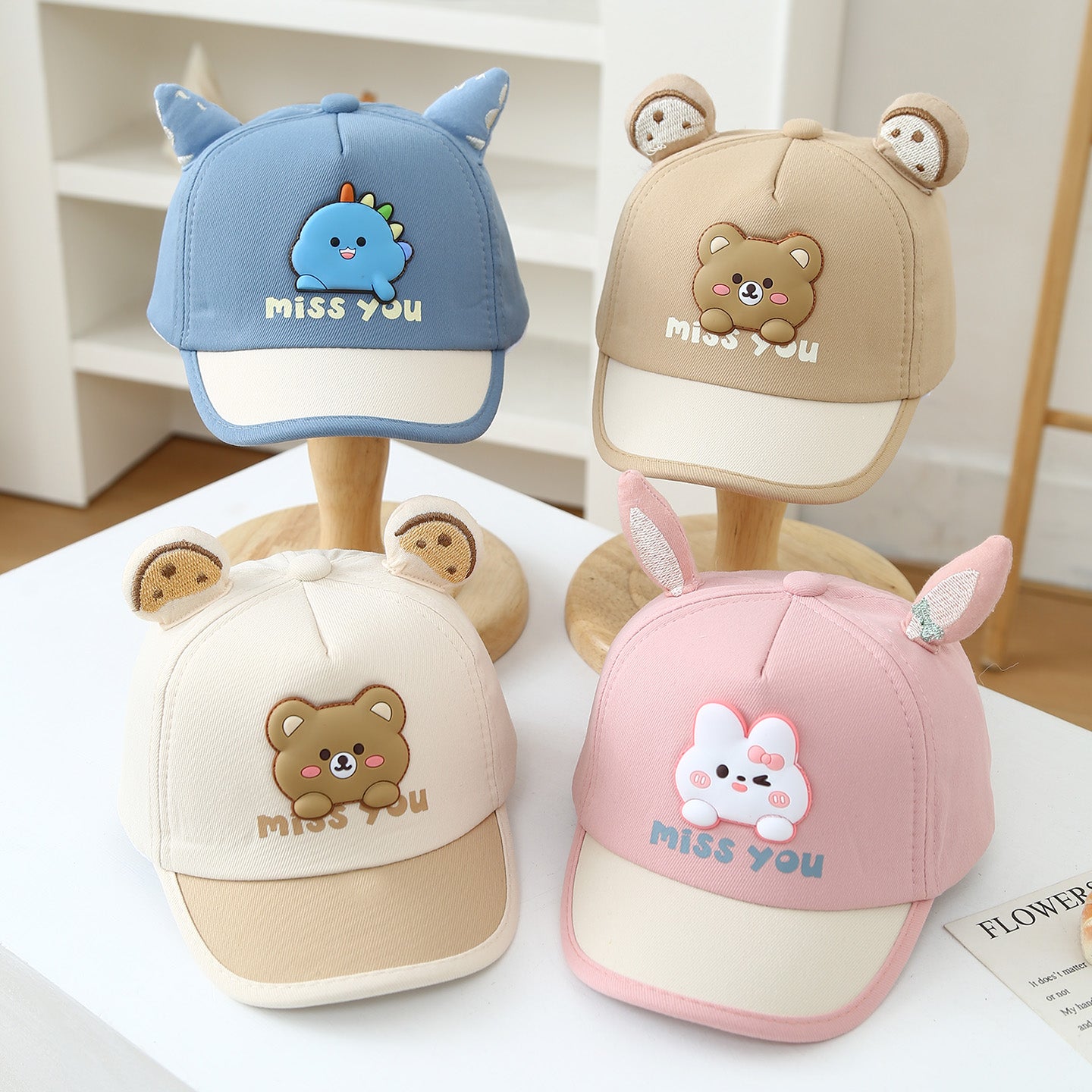 Summer Cartoon Mute Animal Lettre Casquette de baseball pour bébés de 3 à 18 mois