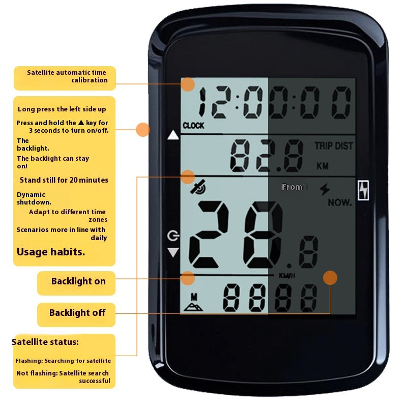 Mountain Bike Cycling Waterproof Wireless Charge Code Meter