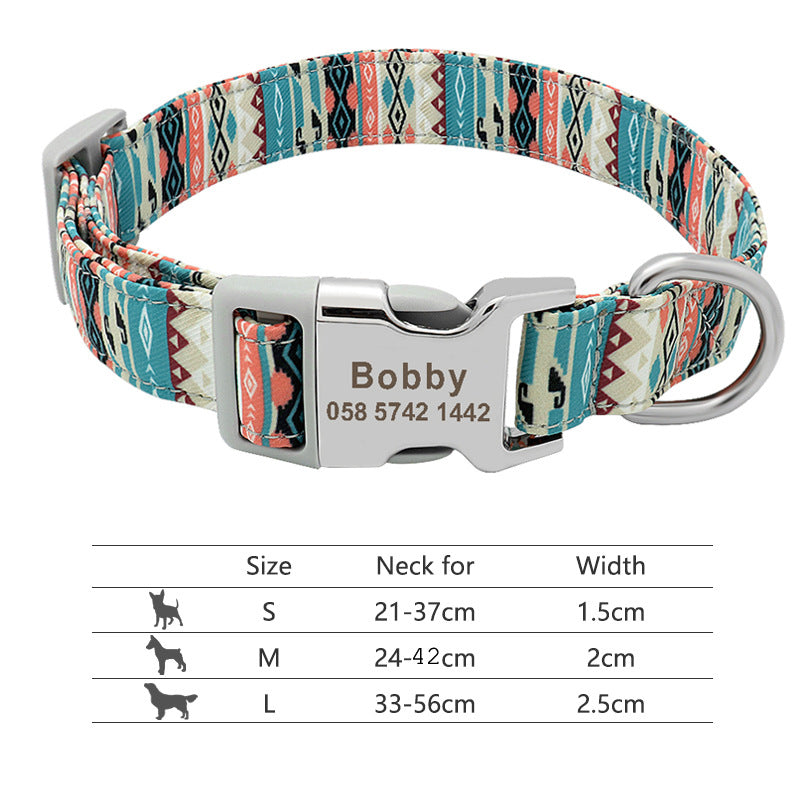 Collier de chien réglable en nylon Chiens personnalisés